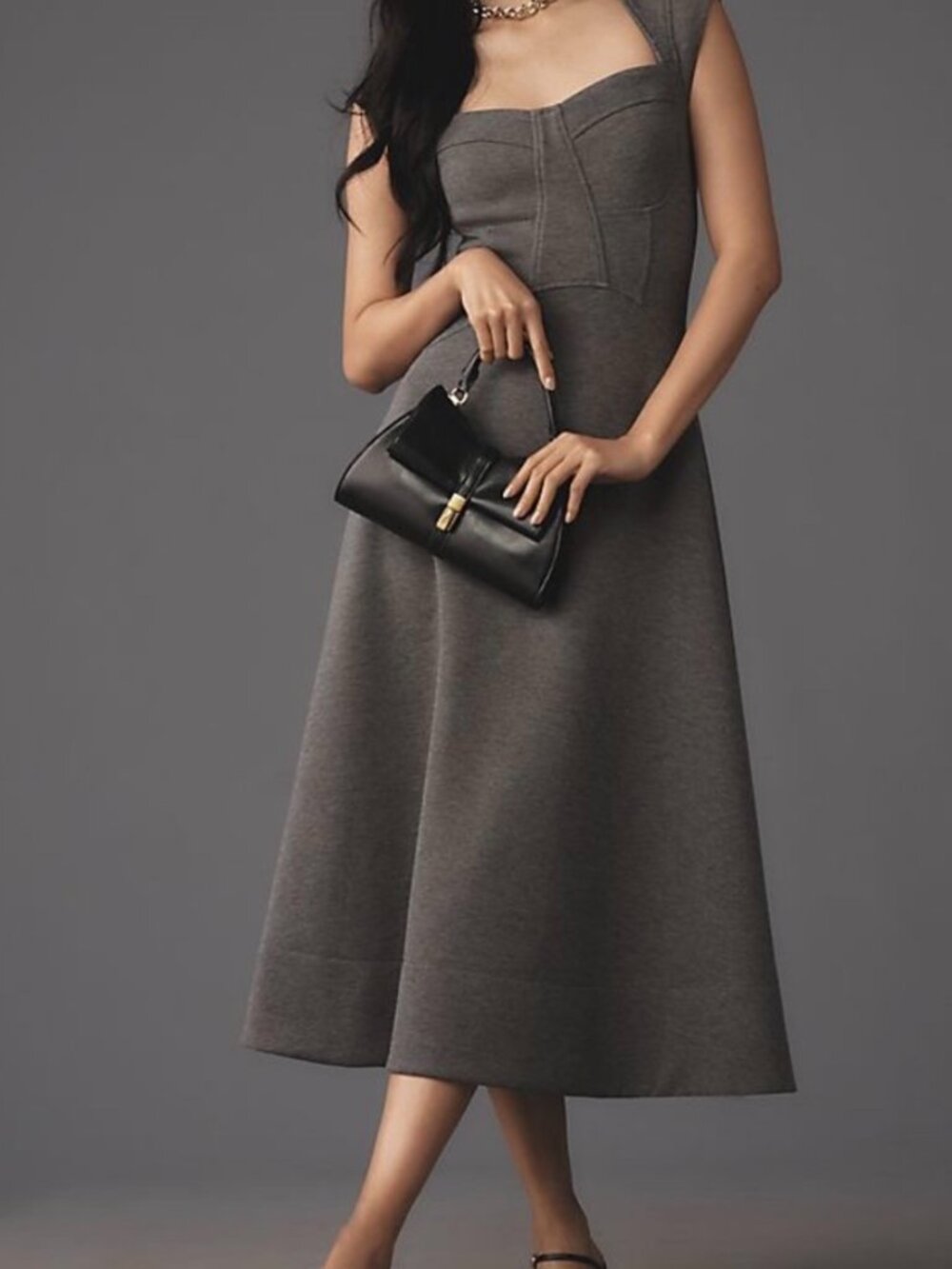 NWT Anthropologie Heathered Sweetheart Scuba Midi Dress